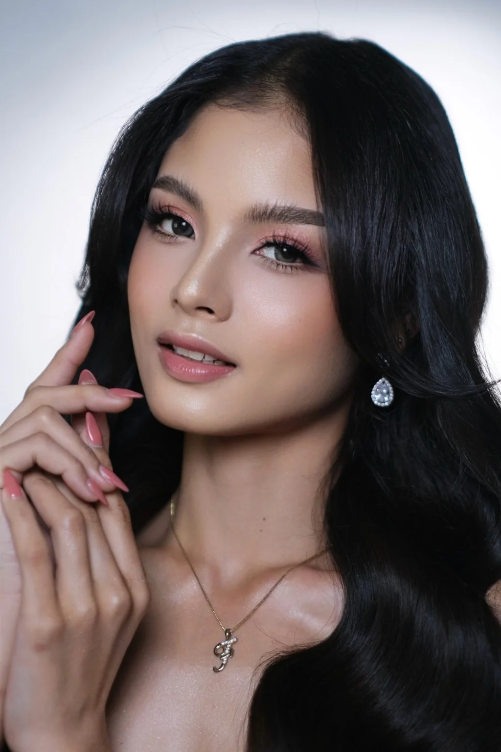White background beauty portrait