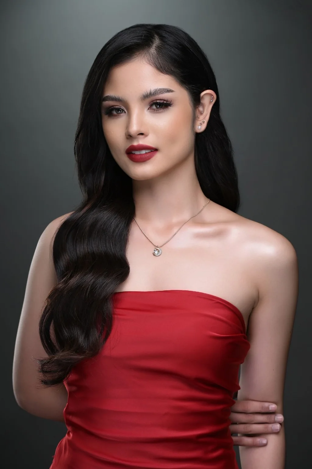 Red studio portrait