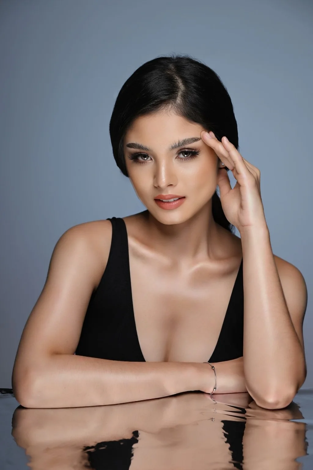 Black studio portrait