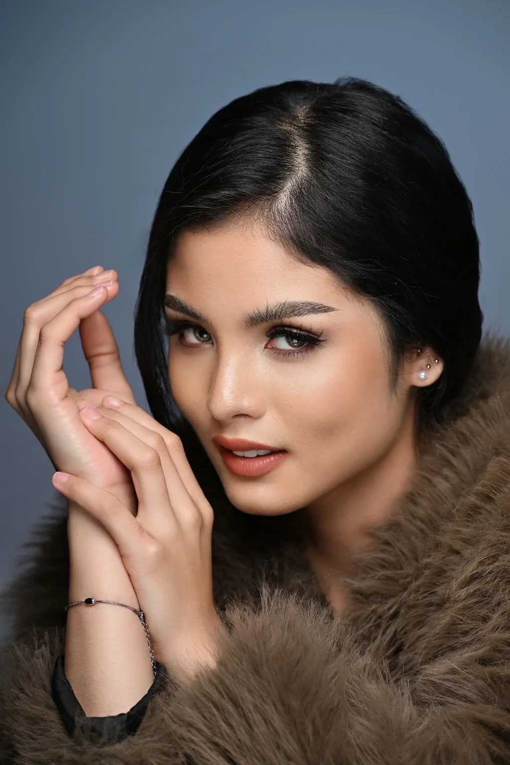 Christine in a close beauty editorial portrait