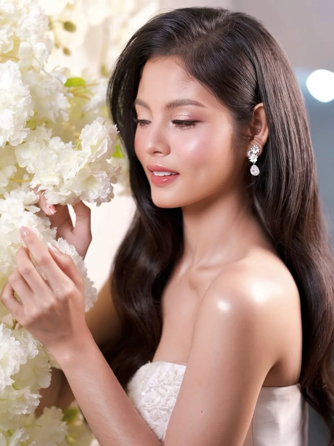 White floral beauty portrait